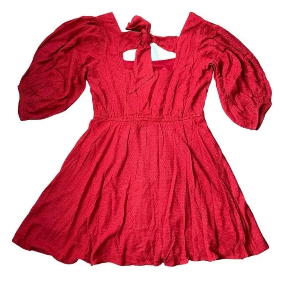 Band of the Free Josette Aurora Red Puff Sleeve Dress - Picture 4 of 7